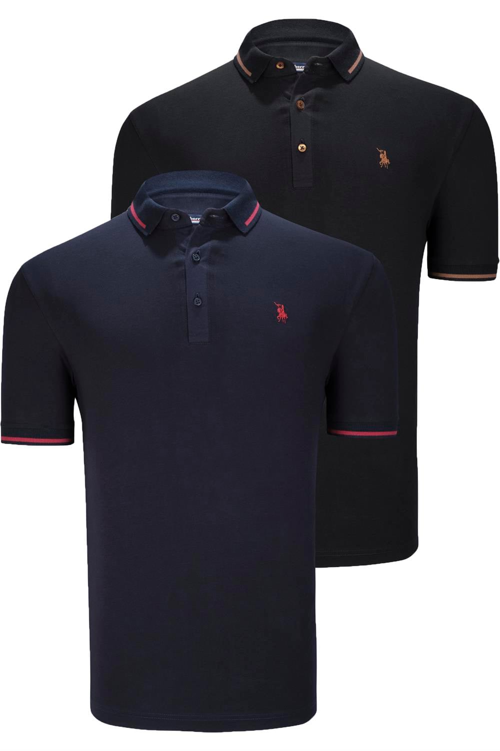 İKİLİ SET T8586 DEWBERRY ERKEK T-SHIRT-SİYAH-LACİVERT