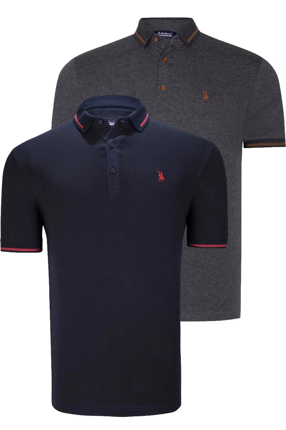 İKİLİ SET T8586 DEWBERRY ERKEK T-SHIRT-LACİVERT - ANTRASİT