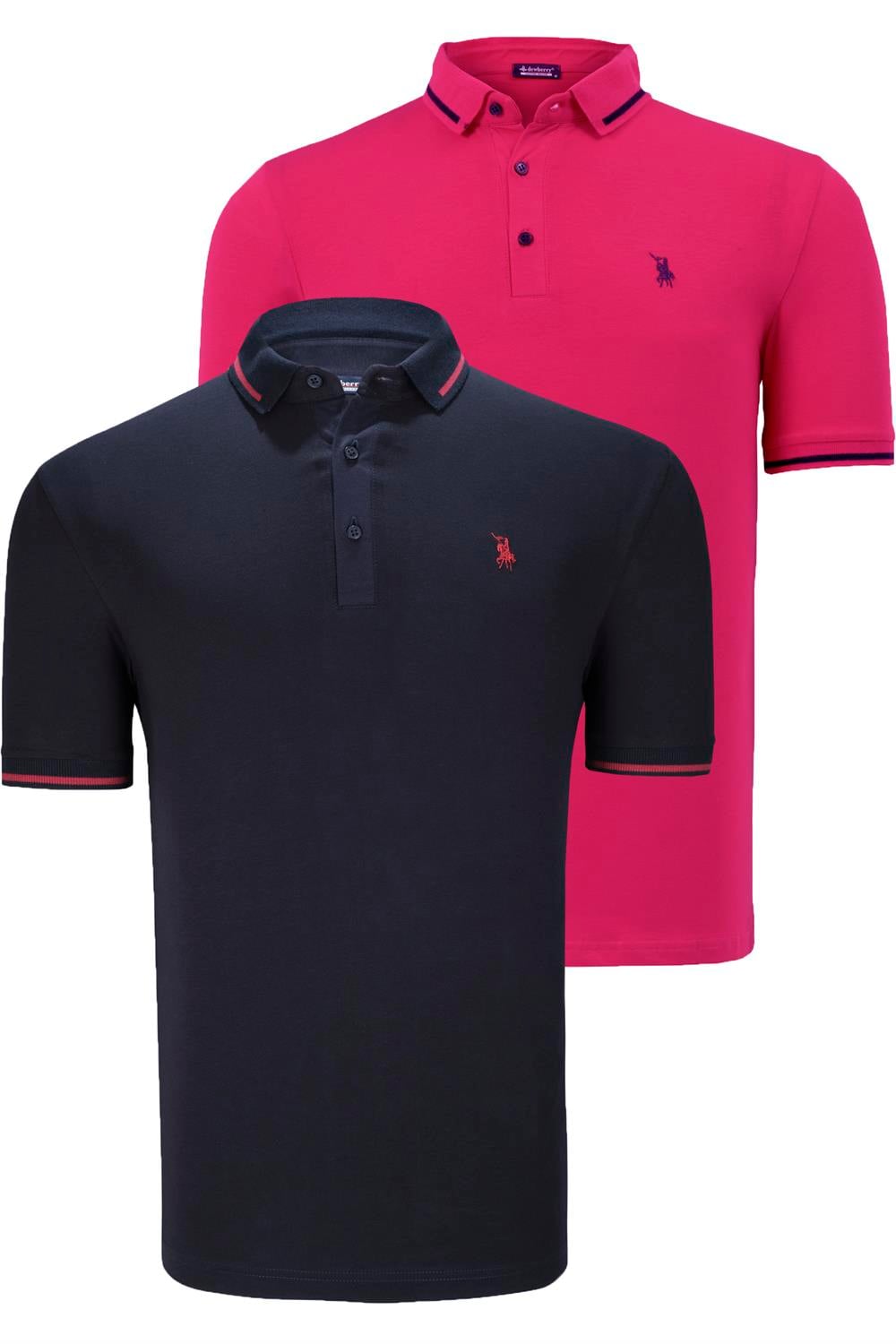 İKİLİ SET T8586 DEWBERRY ERKEK T-SHIRT-FUŞYA-LACİVERT