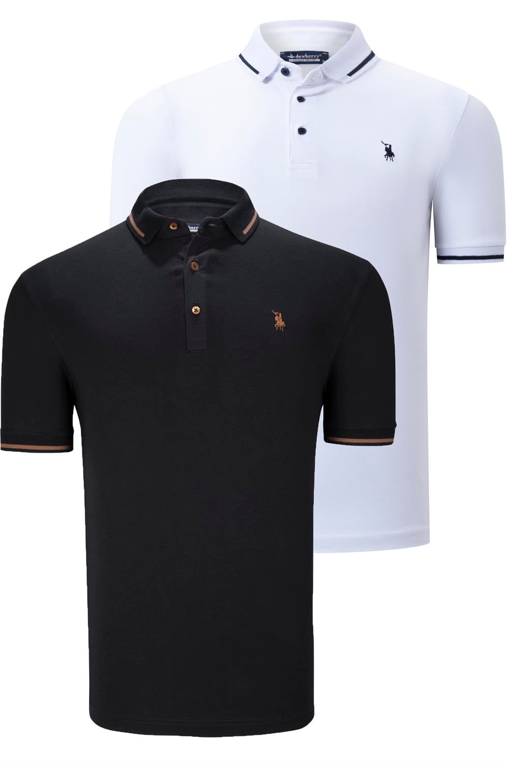İKİLİ SET T8586 DEWBERRY ERKEK T-SHIRT-SİYAH-BEYAZ