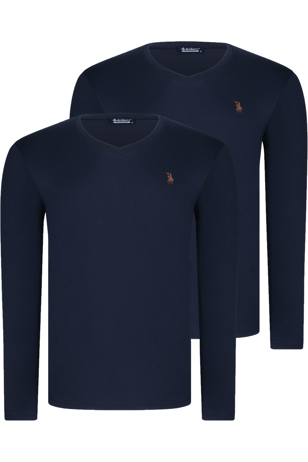 İKİLİ SET T8587 DEWBERRY V YAKA ERKEK SWEATSHIRT-LACİVERT-LACİVERT
