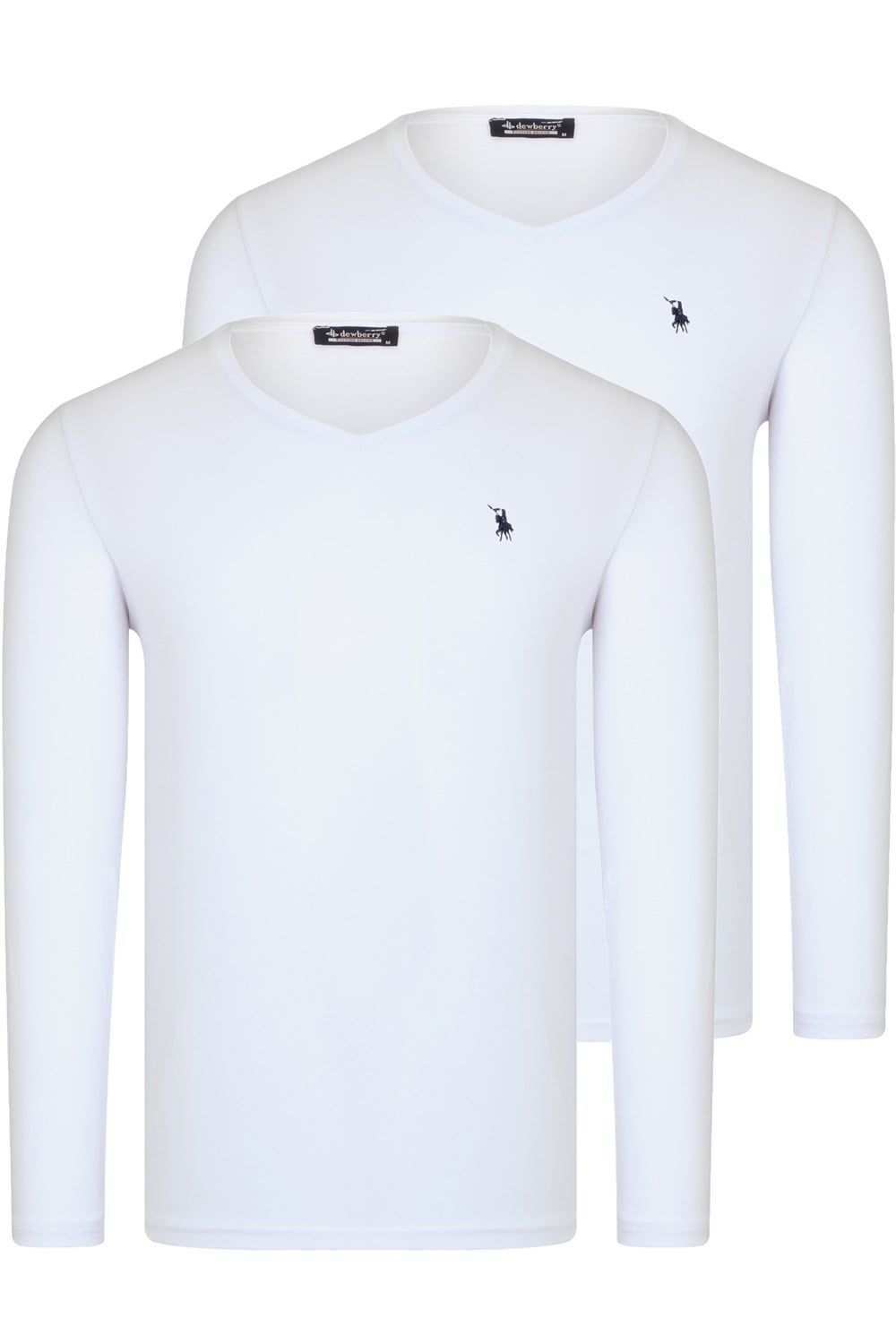 İKİLİ SET T8587 DEWBERRY V YAKA ERKEK SWEATSHIRT-BEYAZ-BEYAZ