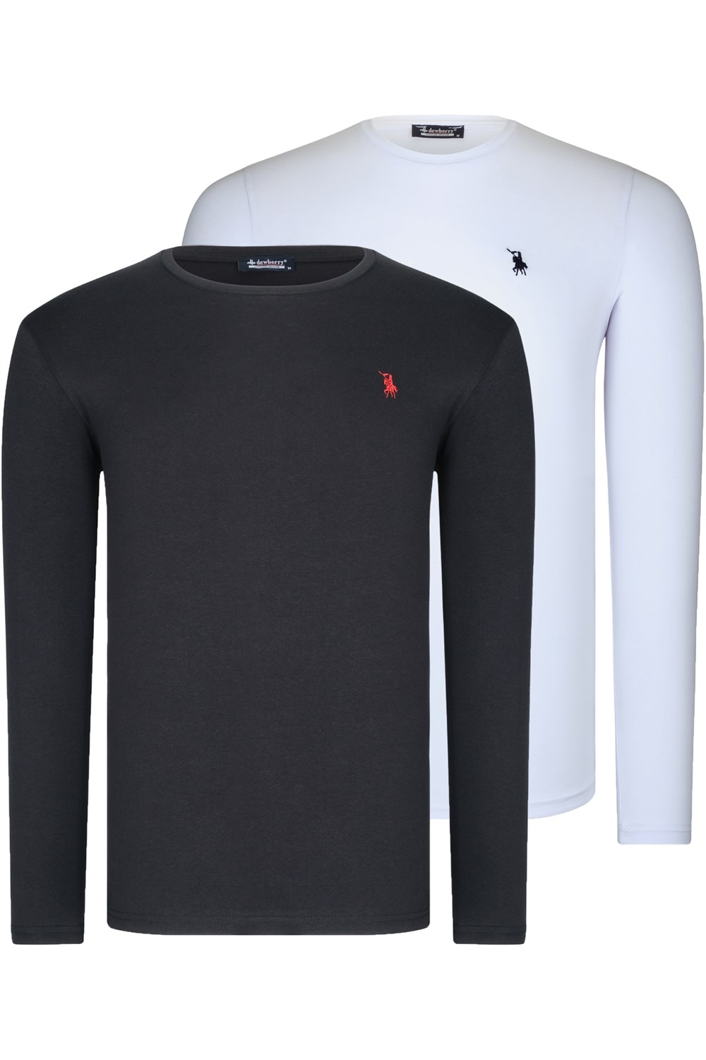 İKİLİ SET T8588 DEWBERRY YUVARLAK YAKA ERKEK SWEATSHIRT-BEYAZ-SİYAH