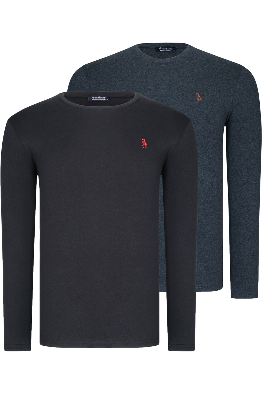 İKİLİ SET T8588 DEWBERRY YUVARLAK YAKA ERKEK SWEATSHIRT-ANTRASİT-SİYAH