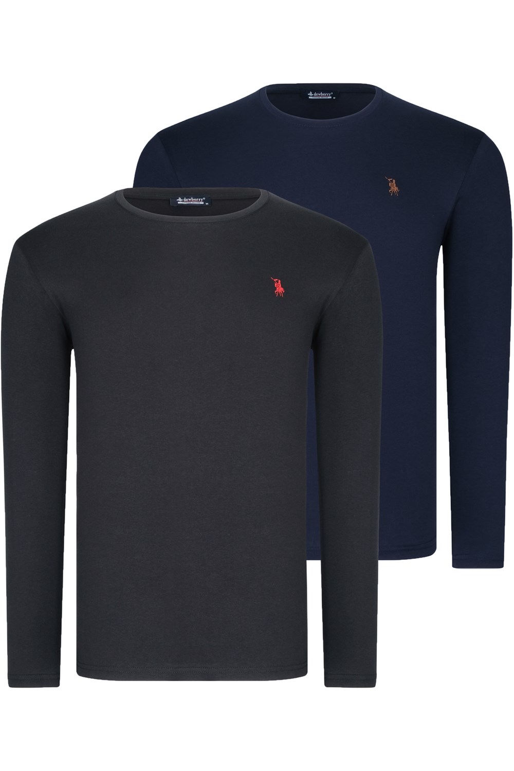 İKİLİ SET T8588 DEWBERRY YUVARLAK YAKA ERKEK SWEATSHIRT-SİYAH-LACİVERT