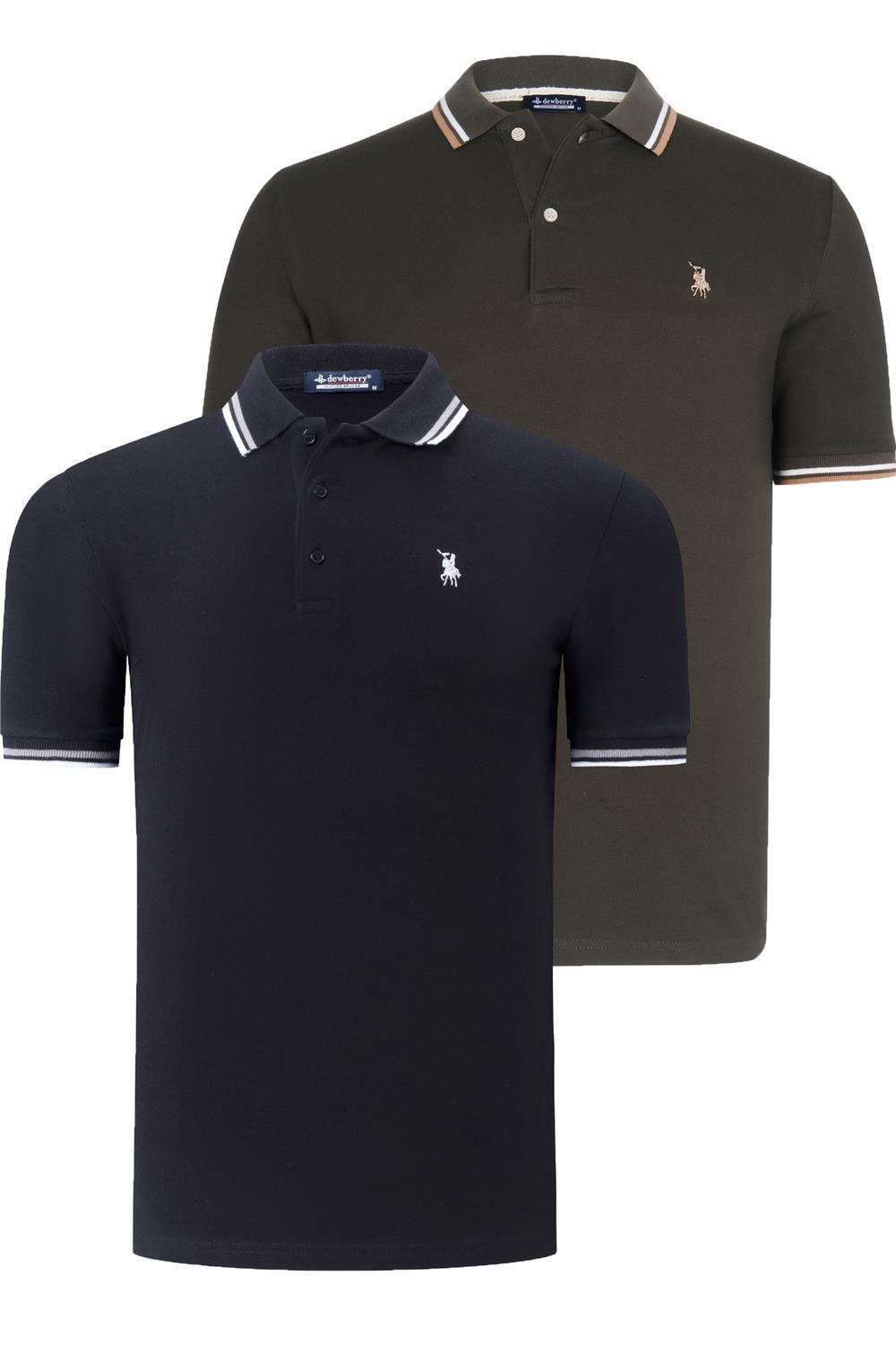 İKİLİ SET T8594 DEWBERRY ERKEK T-SHIRT-SİYAH-HAKİ