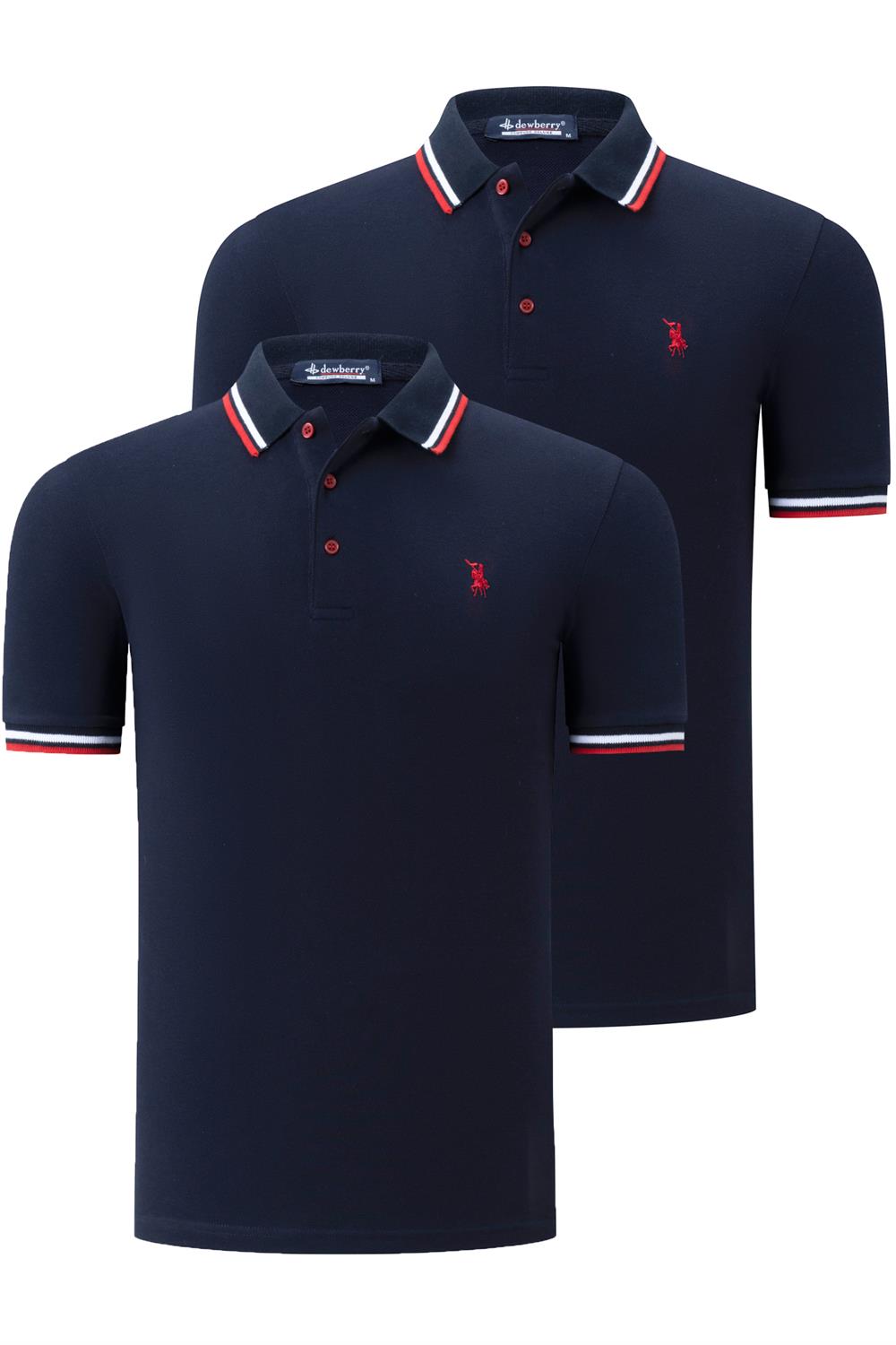 İKİLİ SET T8594 DEWBERRY ERKEK T-SHIRT-LACİVERT-LACİVERT