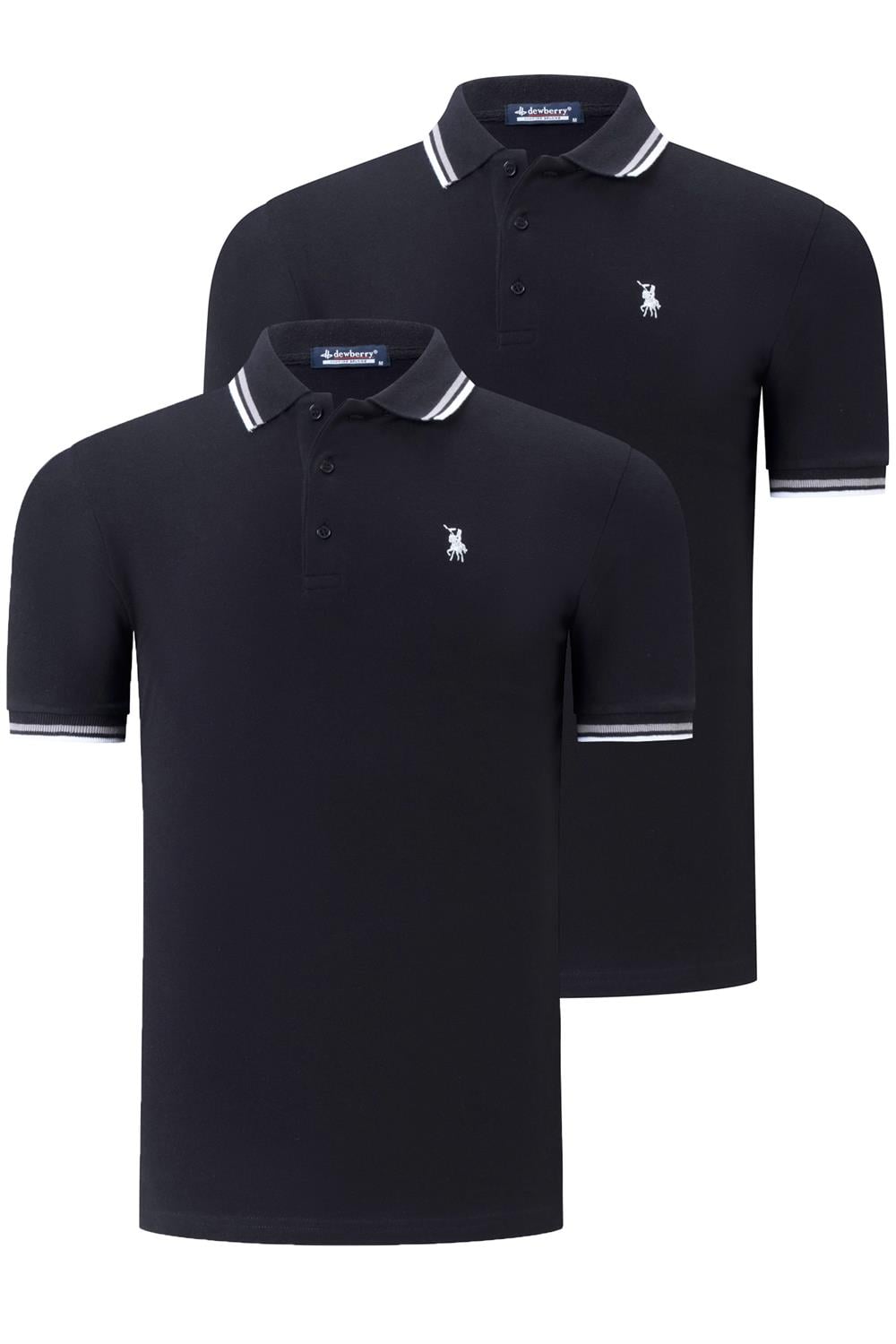 İKİLİ SET T8594 DEWBERRY ERKEK T-SHIRT-SİYAH-SİYAH