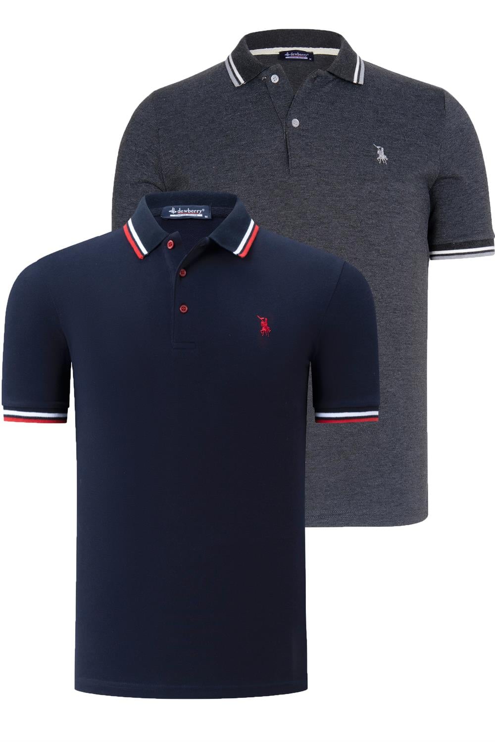 İKİLİ SET T8594 DEWBERRY ERKEK T-SHIRT-LACİVERT - ANTRASİT