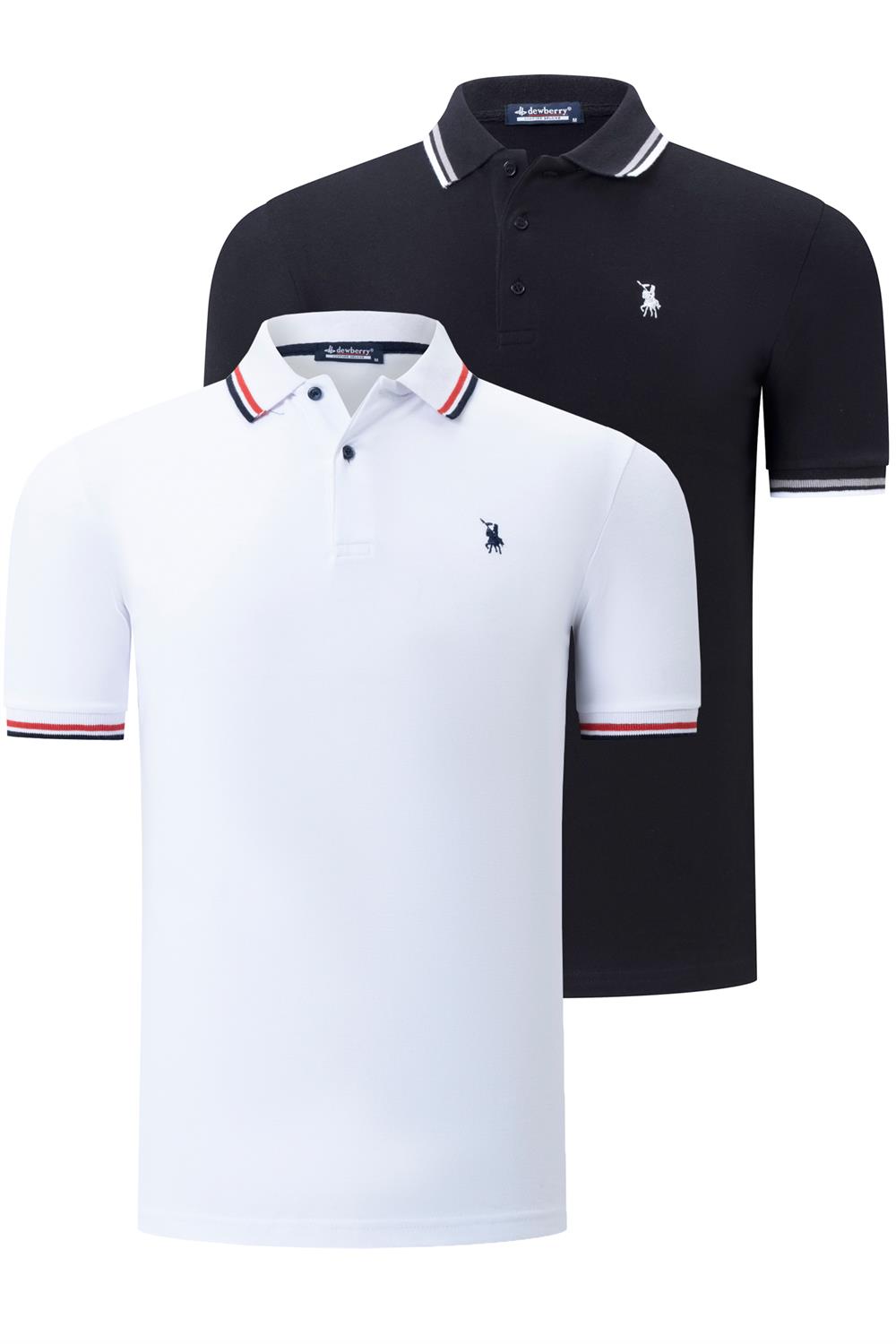 İKİLİ SET T8594 DEWBERRY ERKEK T-SHIRT-BEYAZ-SİYAH
