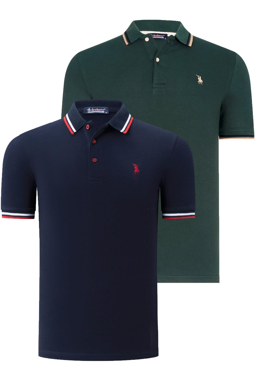İKİLİ SET T8594 DEWBERRY ERKEK T-SHIRT-LACİVERT-NEFTİ