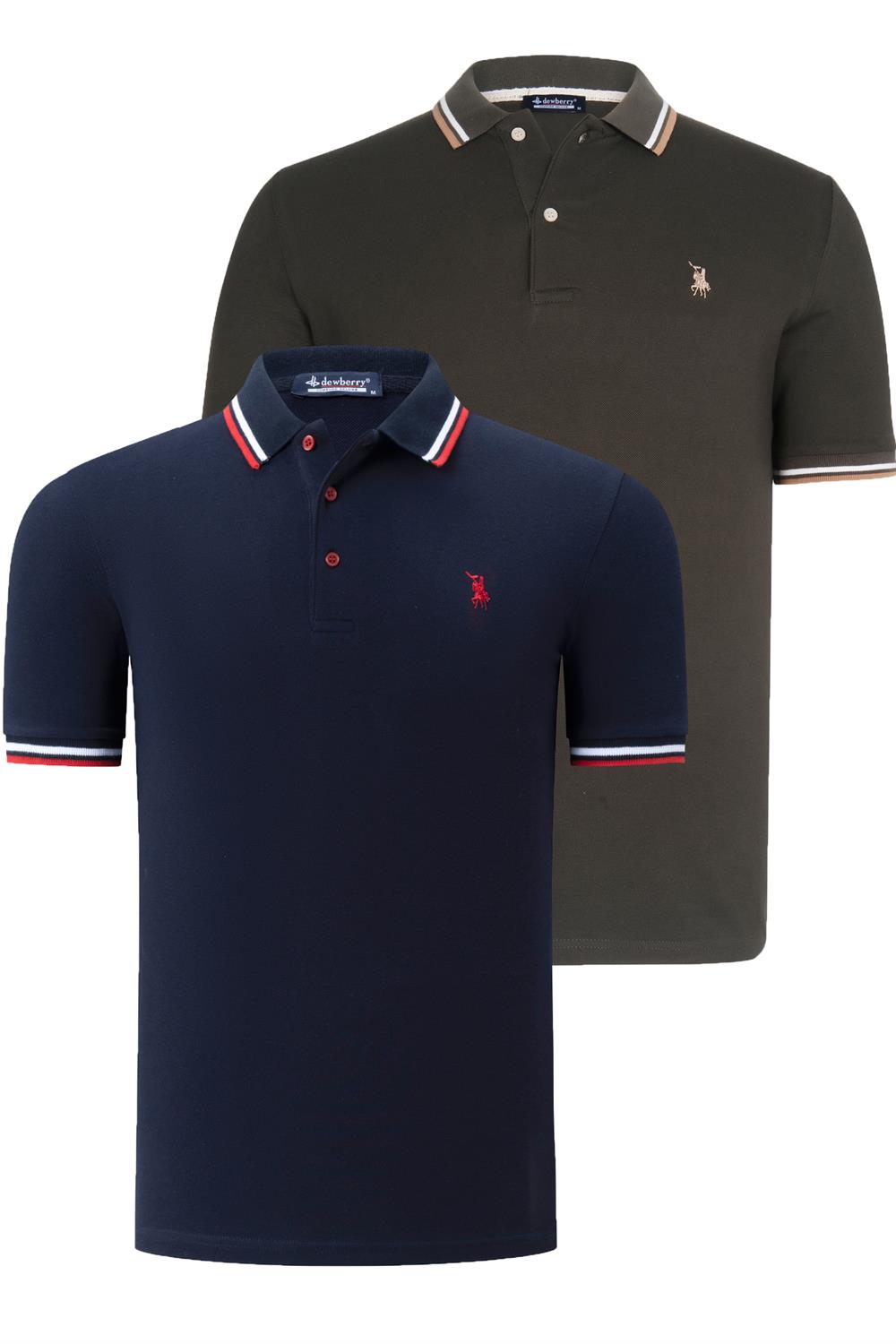 İKİLİ SET T8594 DEWBERRY ERKEK T-SHIRT-LACİVERT-HAKİ