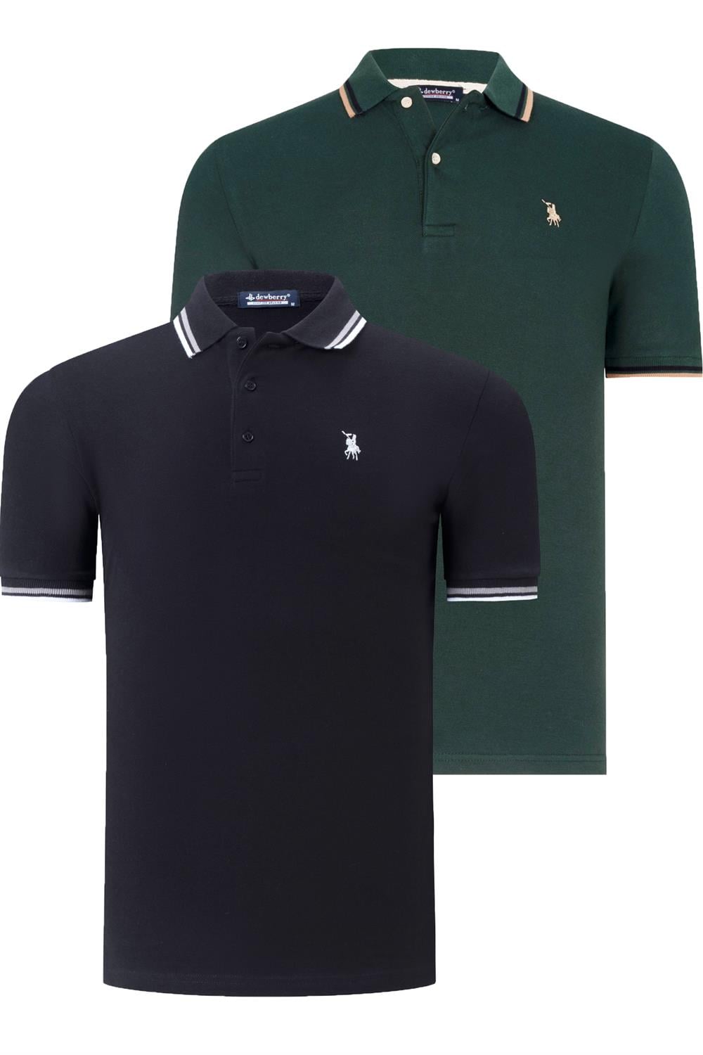 İKİLİ SET T8594 DEWBERRY ERKEK T-SHIRT-SİYAH-NEFTİ