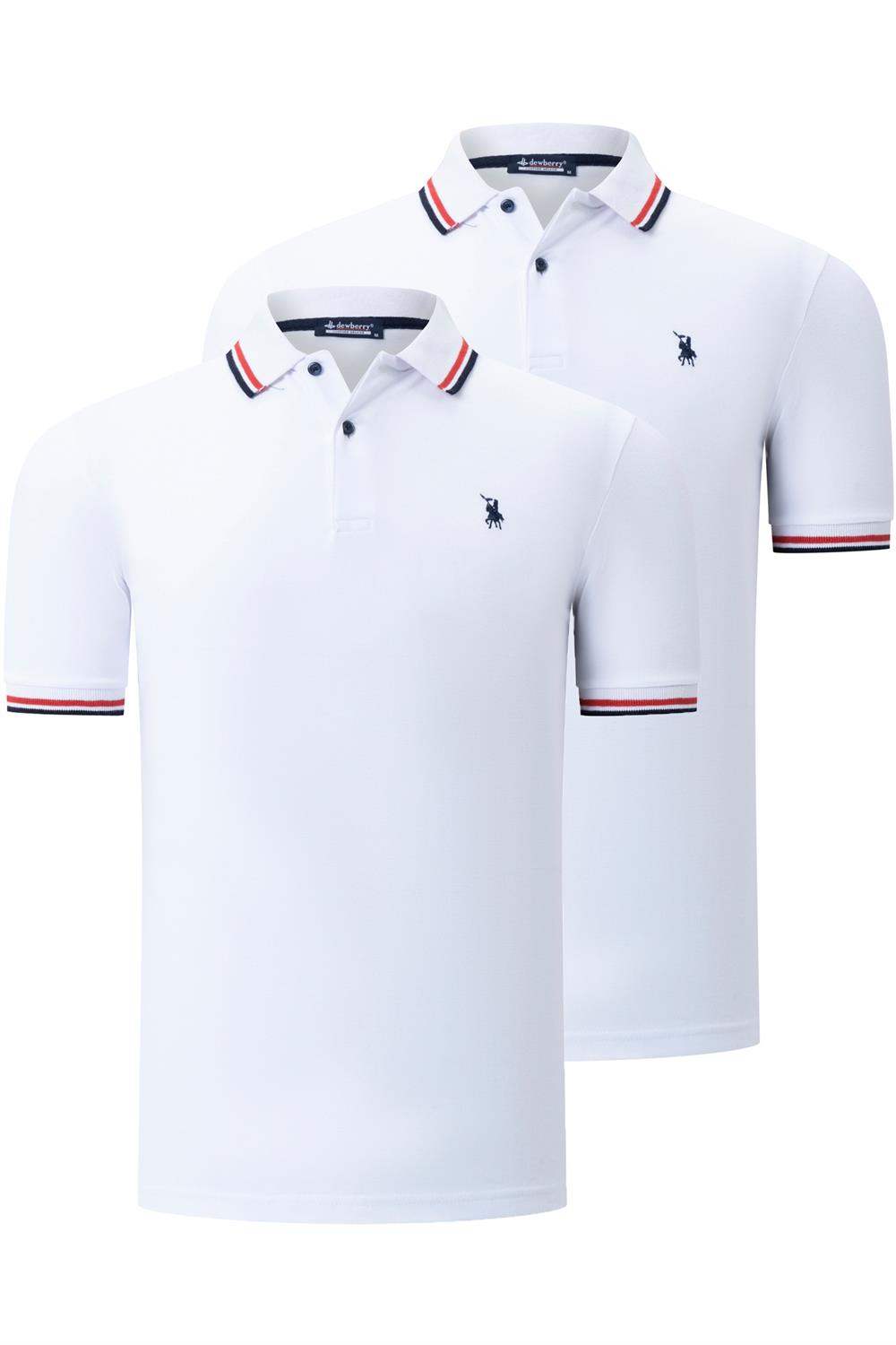 İKİLİ SET T8594 DEWBERRY ERKEK T-SHIRT-BEYAZ-BEYAZ