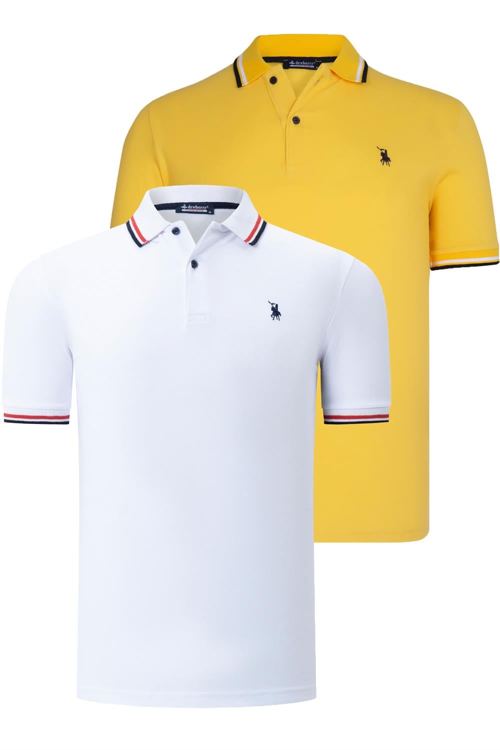 İKİLİ SET T8594 DEWBERRY ERKEK T-SHIRT-BEYAZ-SARI
