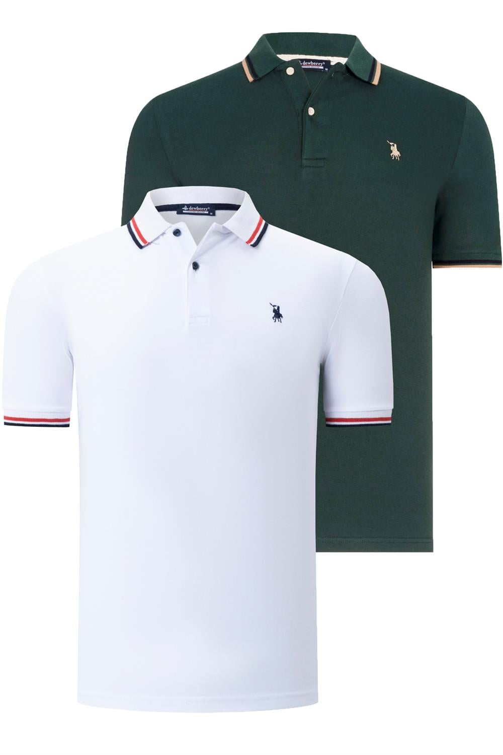 İKİLİ SET T8594 DEWBERRY ERKEK T-SHIRT-BEYAZ-NEFTİ