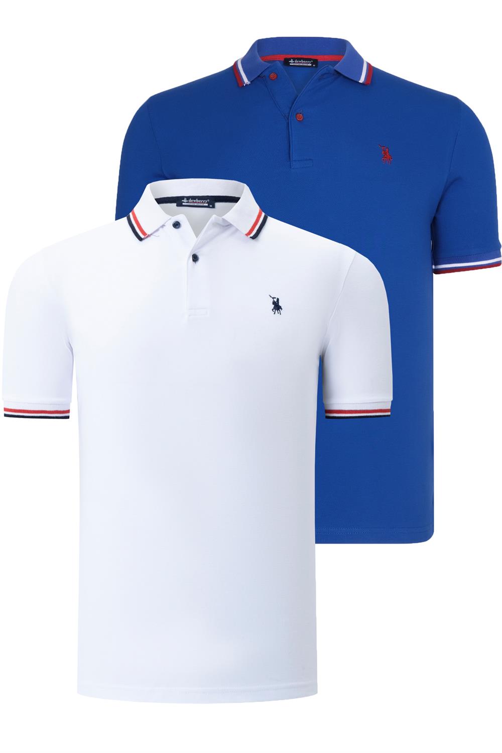 İKİLİ SET T8594 DEWBERRY ERKEK T-SHIRT-BEYAZ-SAKS
