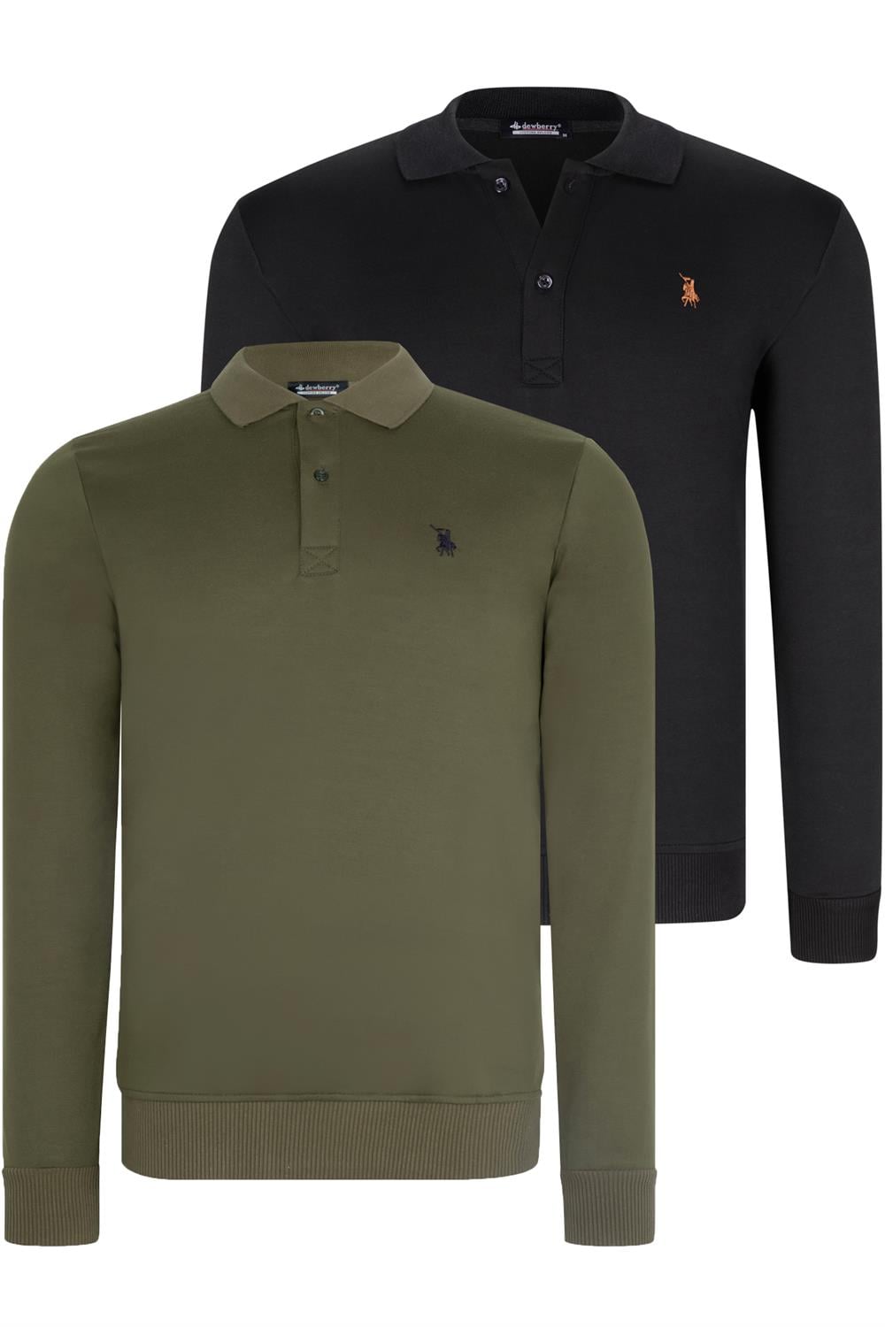 İKİLİ SET V4007 DEWBERRY ERKEK SWEATSHIRT-SİYAH-HAKİ