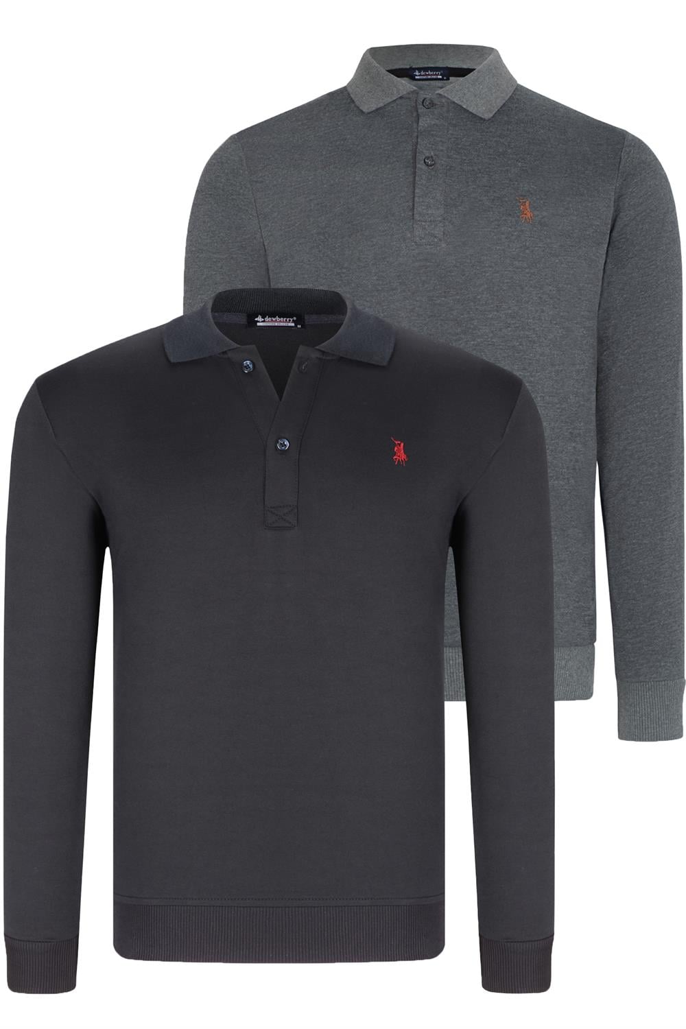İKİLİ SET V4007 DEWBERRY ERKEK SWEATSHIRT-LACİVERT - ANTRASİT