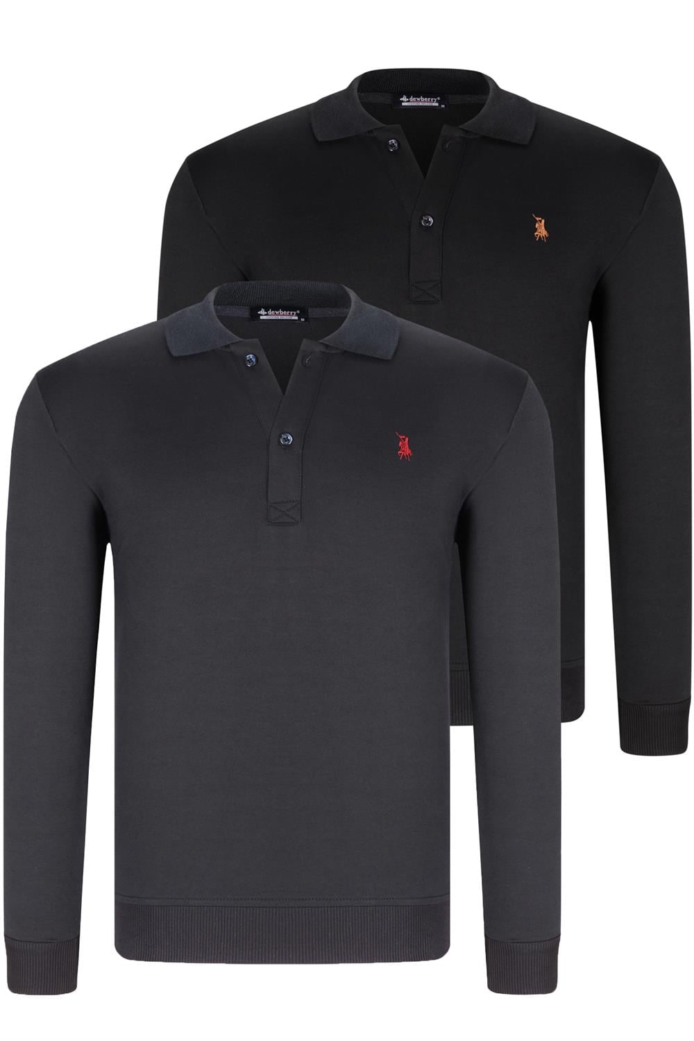 İKİLİ SET V4007 DEWBERRY ERKEK SWEATSHIRT-SİYAH-LACİVERT
