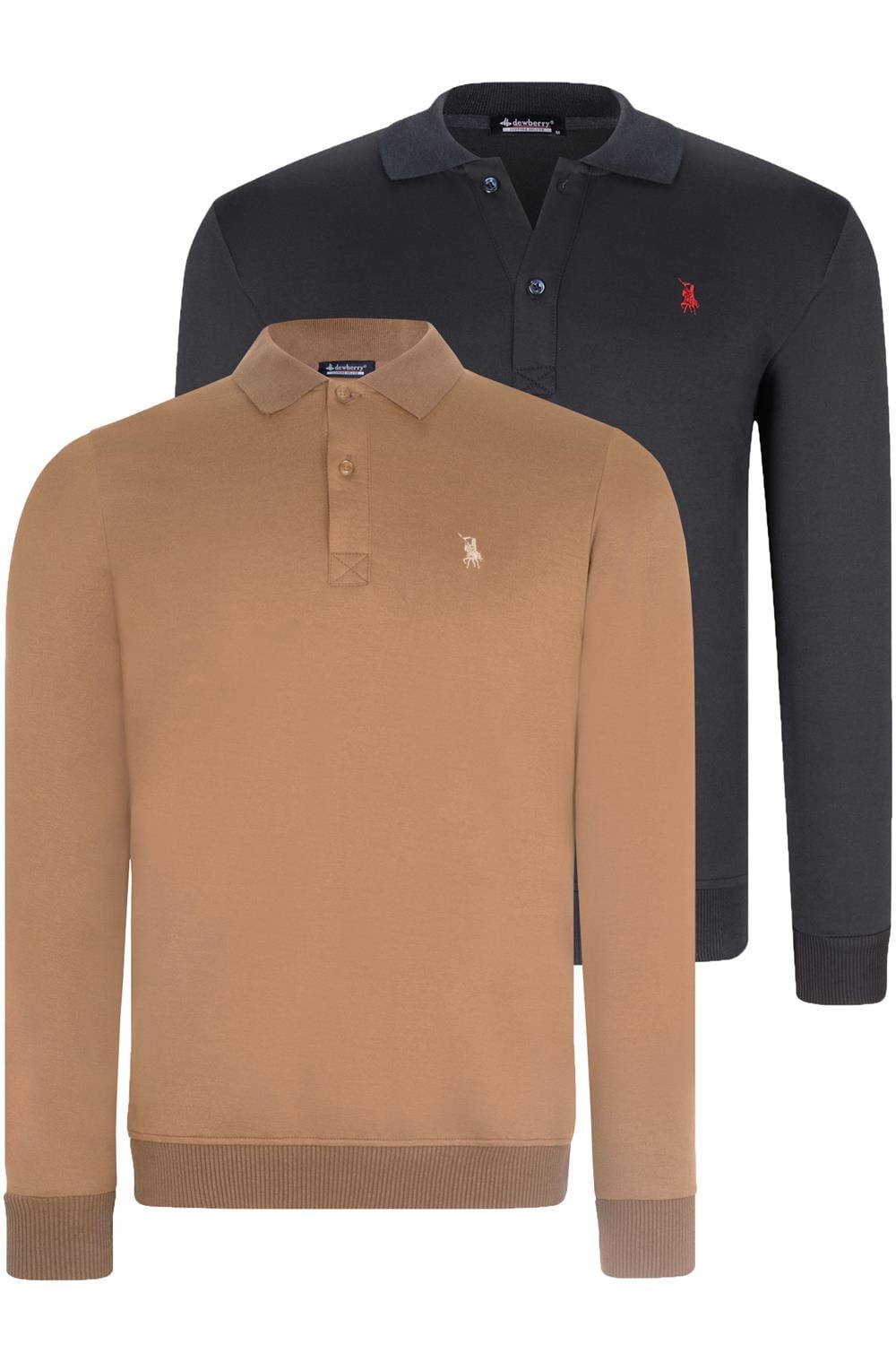 İKİLİ SET V4007 DEWBERRY ERKEK SWEATSHIRT-LACİVERT-CAMEL