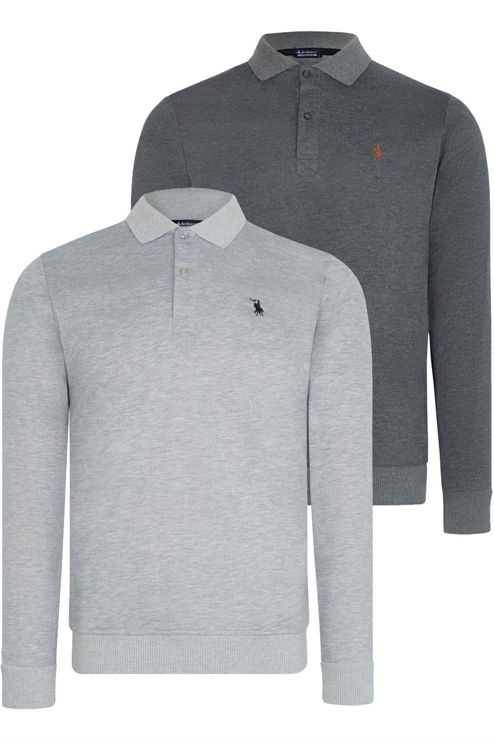 İKİLİ SET V4007 DEWBERRY ERKEK SWEATSHIRT-ANTRASİT-GRI