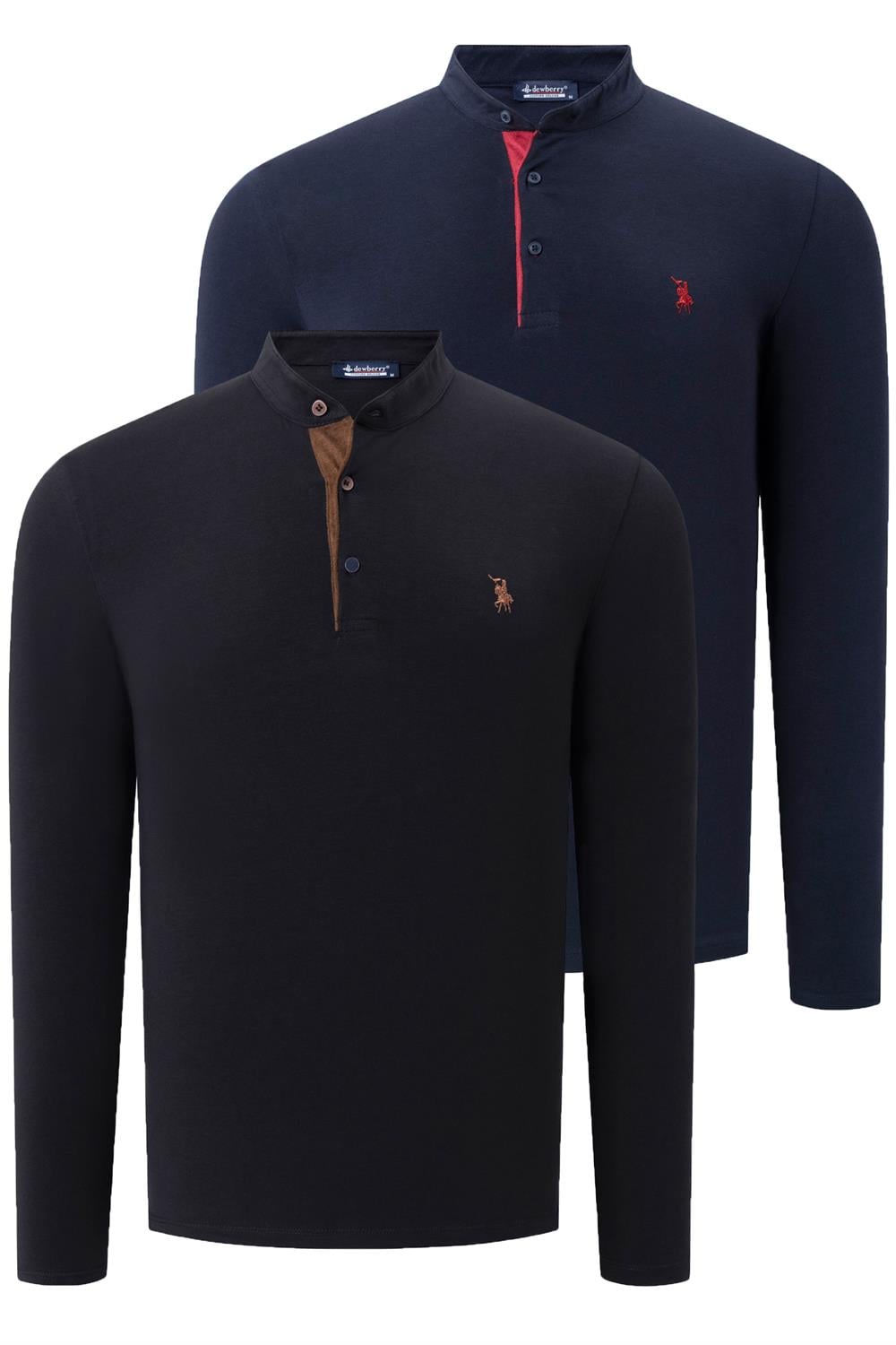 İKİLİ SET V4009 DEWBERRY ERKEK SWEATSHIRT-SİYAH-LACİVERT