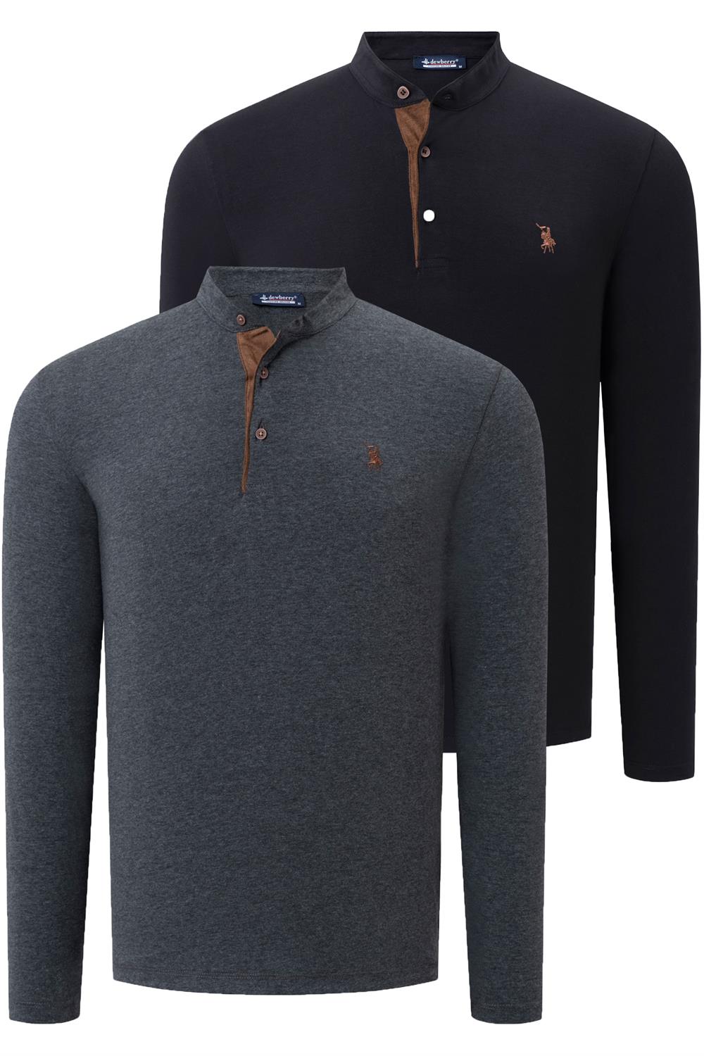 İKİLİ SET V4009 DEWBERRY ERKEK SWEATSHIRT-SİYAH-ANTRASİT