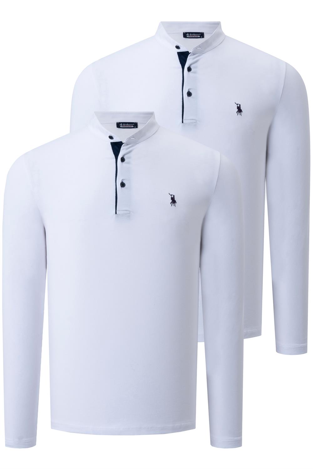 İKİLİ SET V4009 DEWBERRY ERKEK SWEATSHIRT-BEYAZ-BEYAZ
