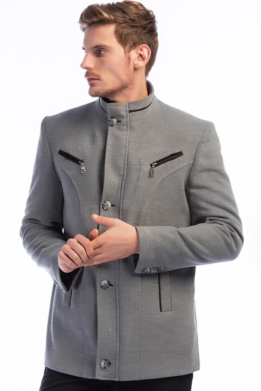 K7126 DEWBERRY ERKEK KABAN-GRİ