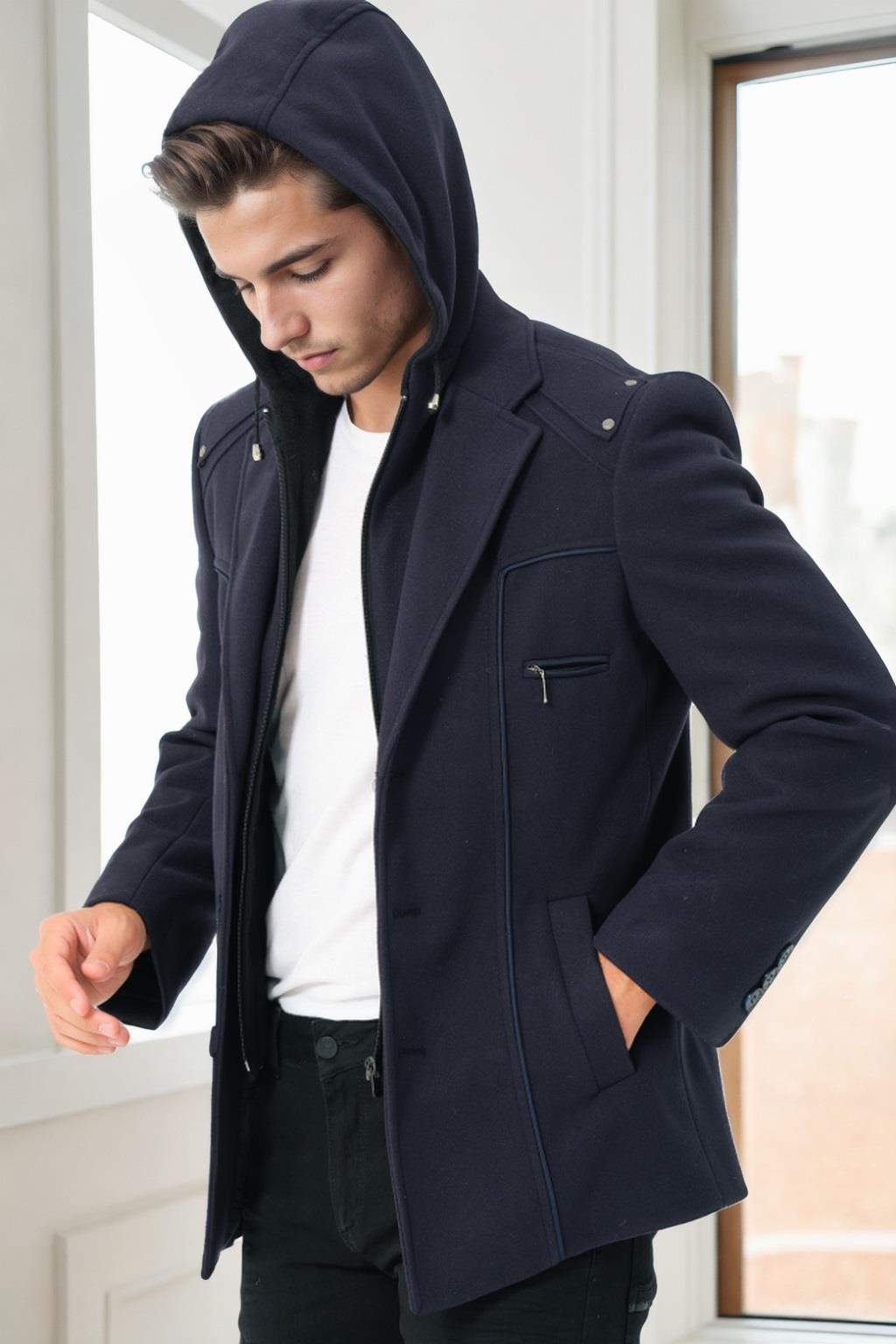 K9532 DEWBERRY ERKEK KABAN-LACİVERT