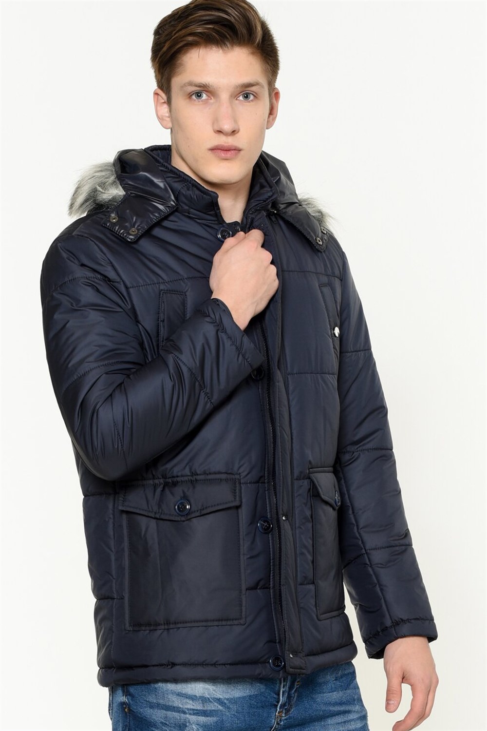 M8635  DEWBERRY ERKEK KABAN-LACİVERT
