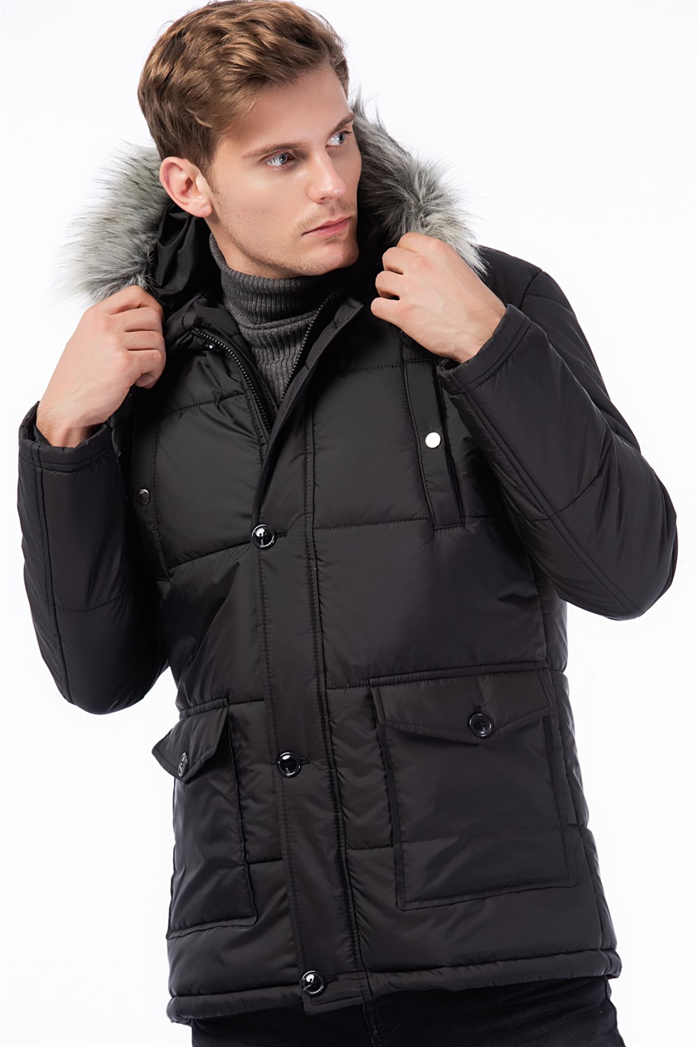 M8635  DEWBERRY ERKEK KABAN-SİYAH