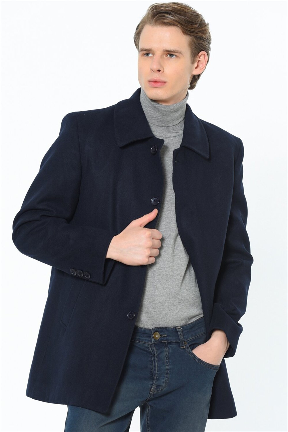 PLT8206 DEWBERRY ERKEK PALTO-LACİVERT