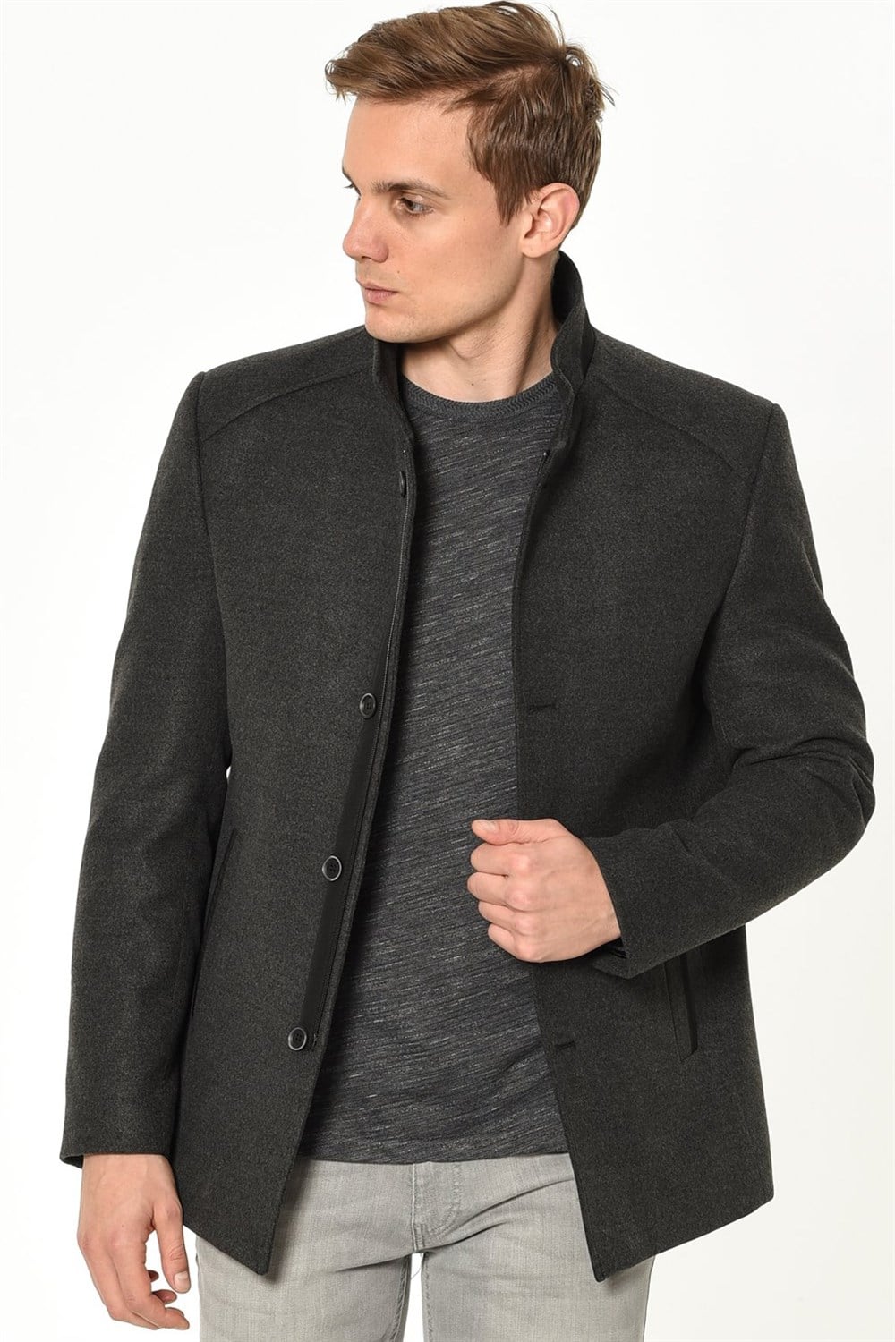 PLT8327  DEWBERRY ERKEK PALTO-ANTRASİT