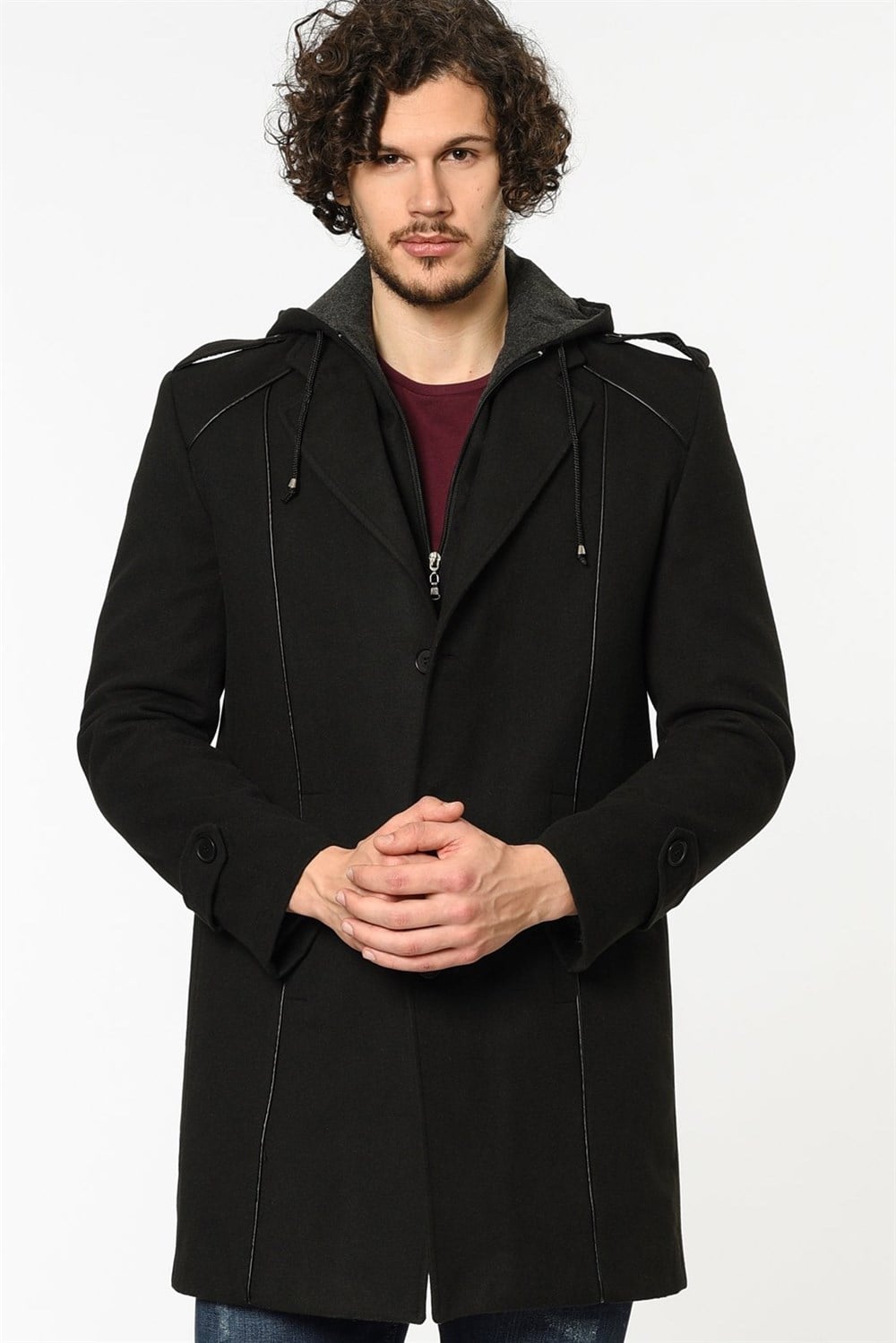 PLT8334 DEWBERRY ERKEK PALTO-SİYAH