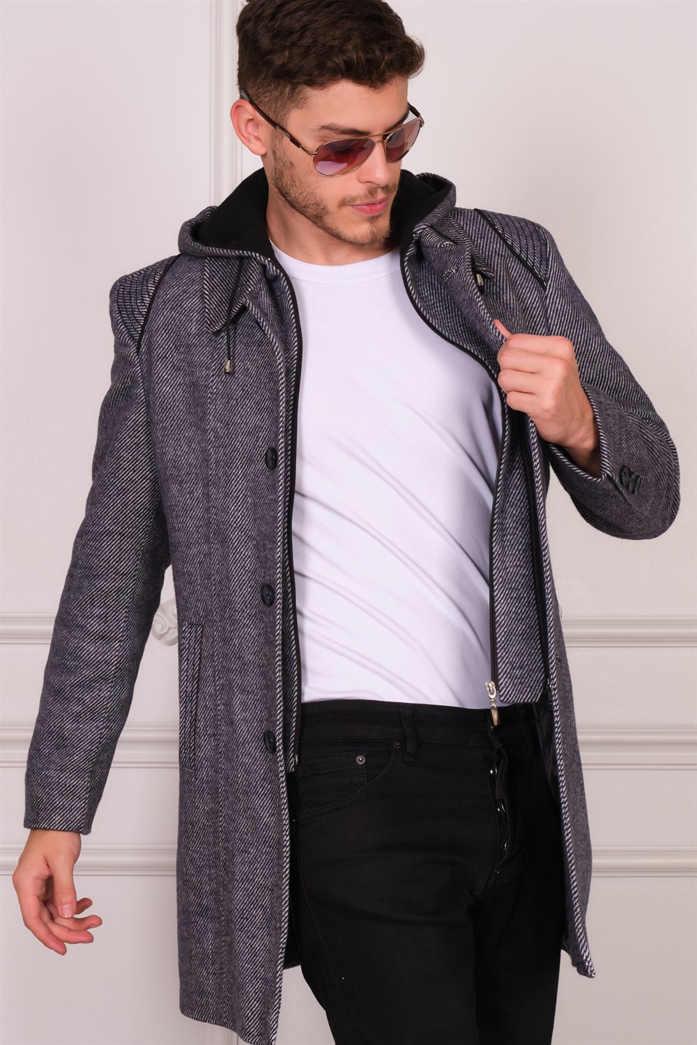 PLT8335 DEWBERRY ERKEK PALTO-DİAGONAL LACİVERT