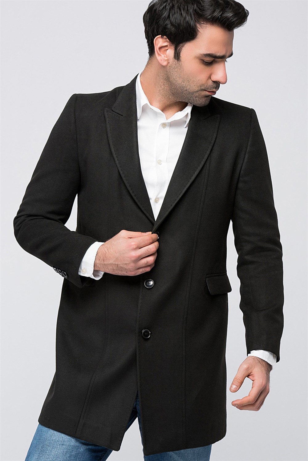PLT8343 DEWBERRY ERKEK PALTO-SİYAH