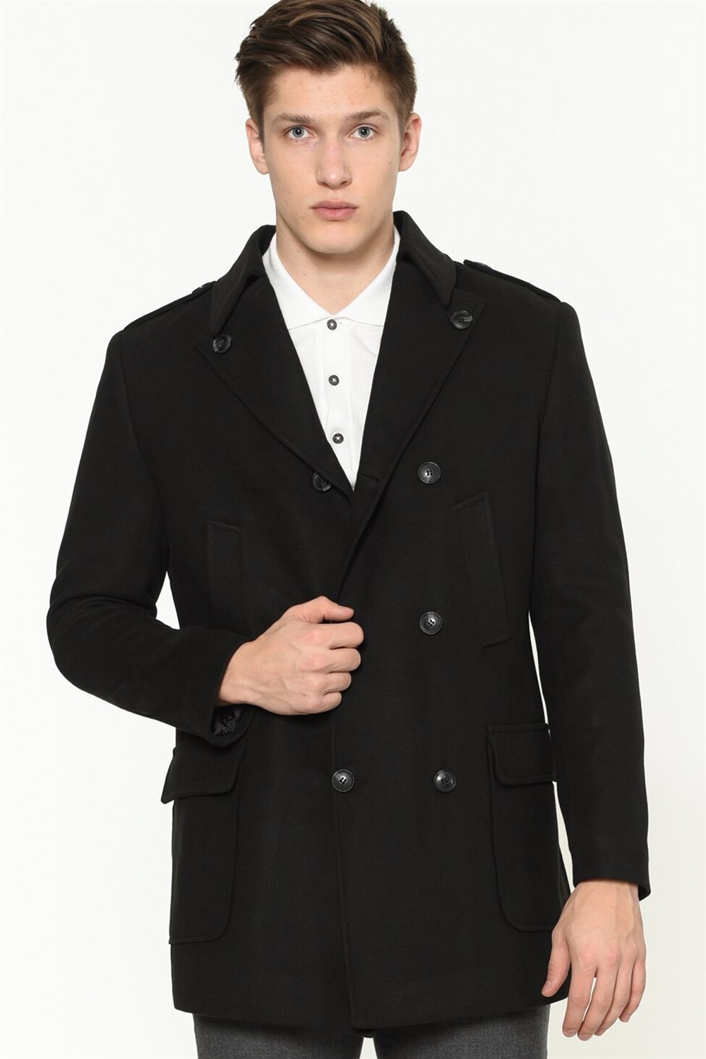 PLT8353  DEWBERRY SLIM-FIT PALTO-SİYAH