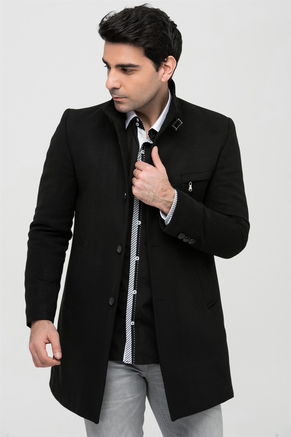 PLT8367 DEWBERRY ERKEK PALTO-SİYAH