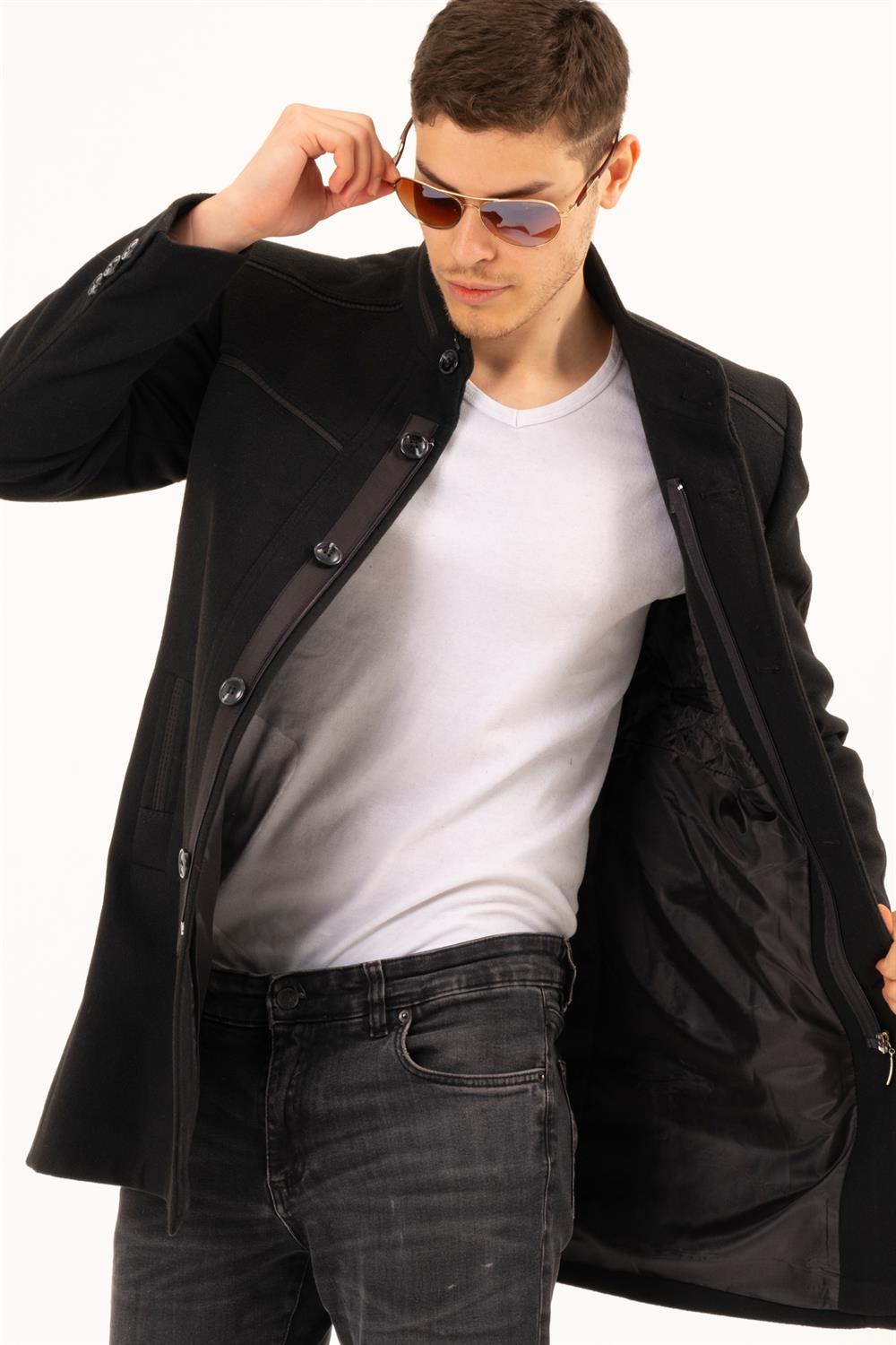 PLT8369 DEWBERRY PALTO-DÜZ SİYAH