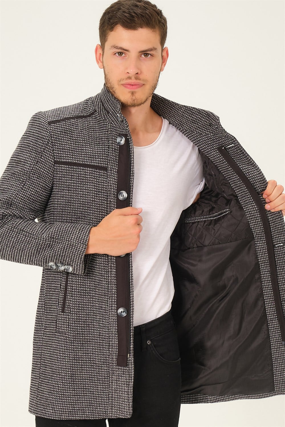 PLT8369 DEWBERRY PALTO-SİYAH-GRİ