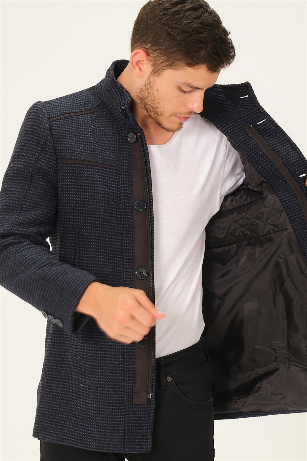 PLT8369 DEWBERRY PALTO-SİYAH-LACİVERT
