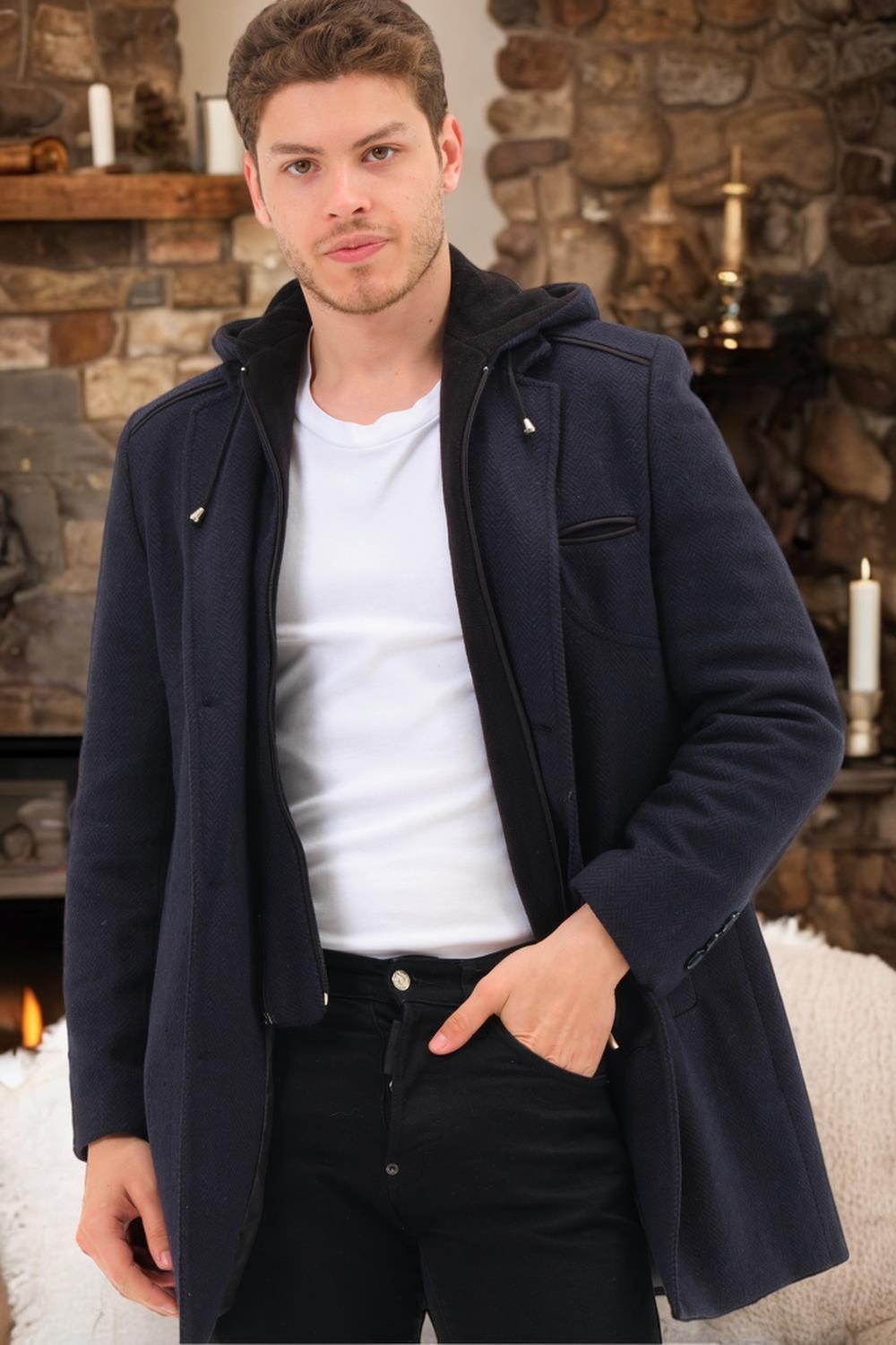 PLT8371 DEWBRRY ERKEK PALTO-AÇIK DİAGONAL LACİVERT