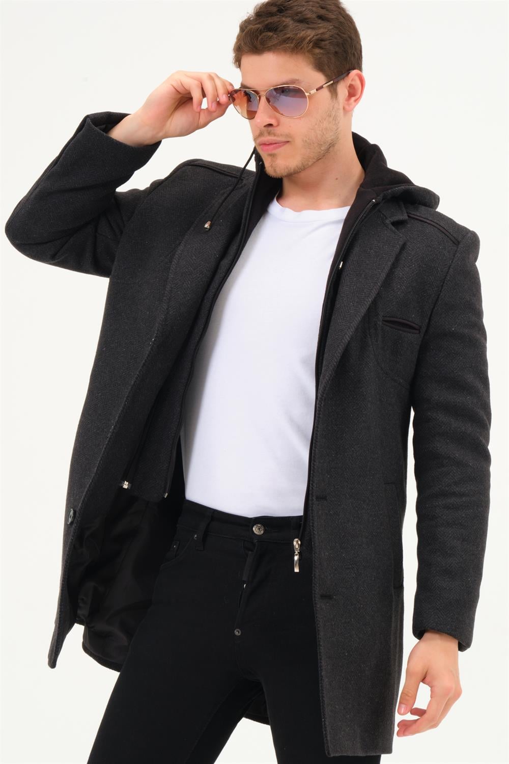 PLT8371 DEWBRRY ERKEK PALTO-DİAGONAL ANTRASIT
