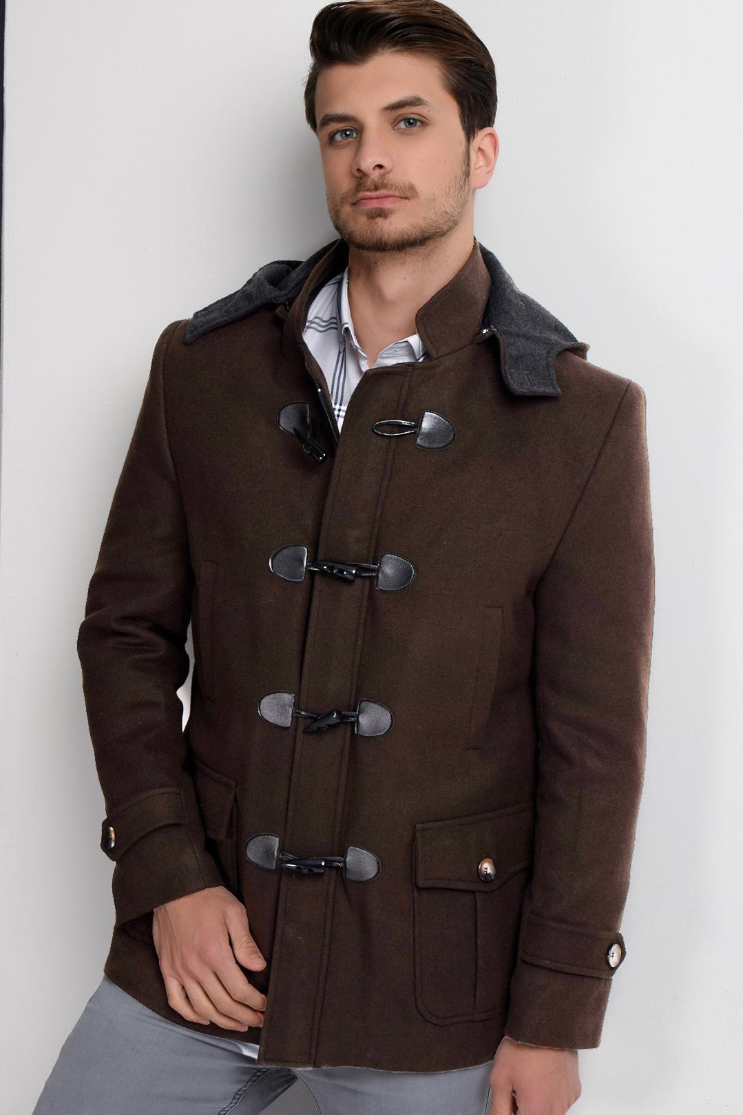 PLT8379 DEWBERRY ERKEK PALTO-DÜZ KAHVE