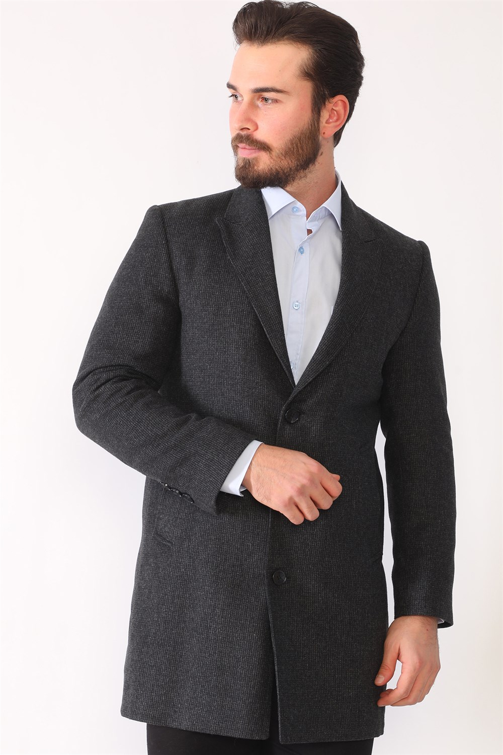PLT8390 DEWBERRY ERKEK PALTO-DESENLİ ANTRASİT