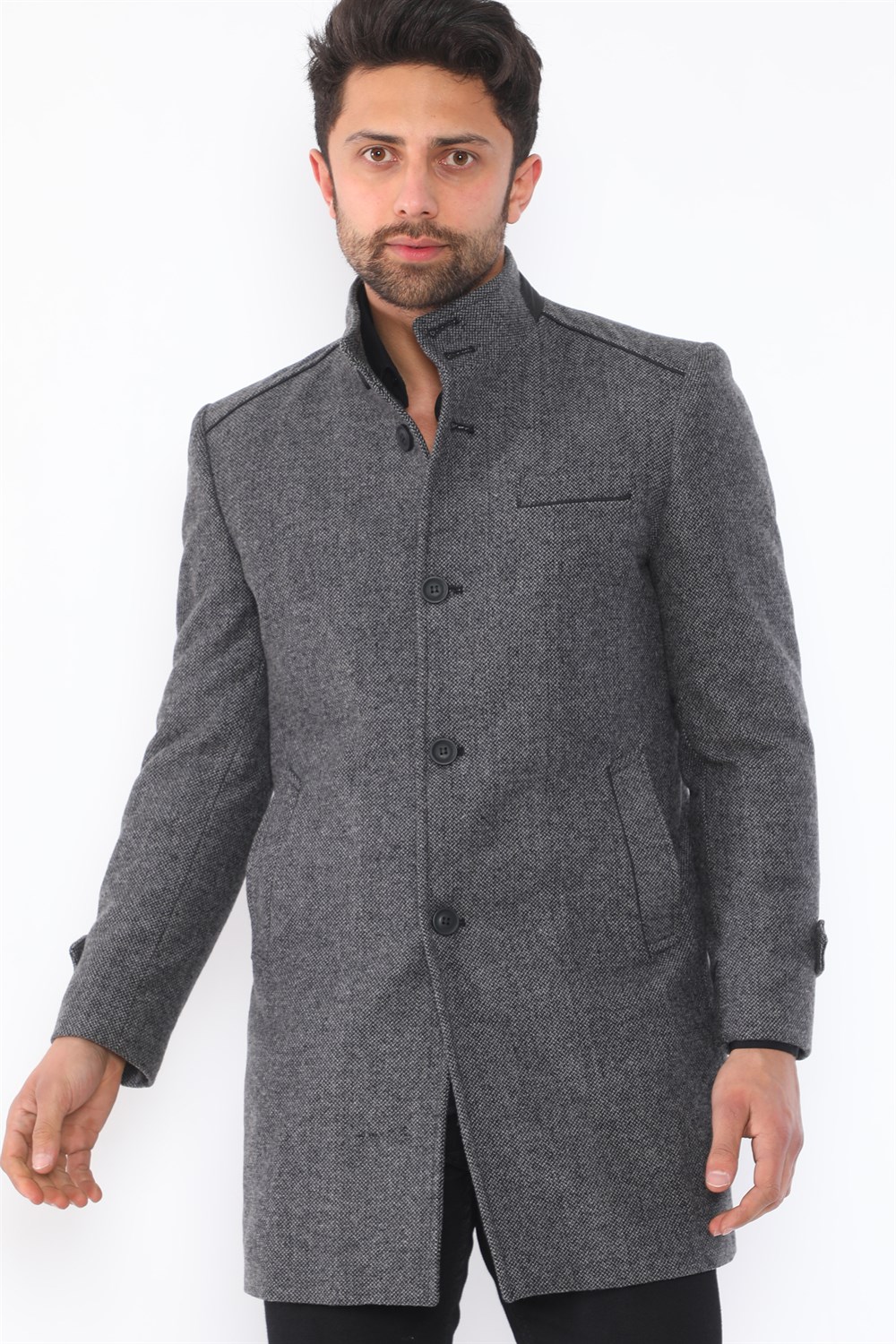 PLT8391 DEWBERRY ERKEK PALTO-DESENLİ GRİ