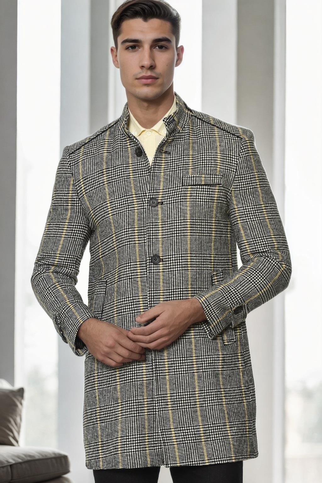 PLT8391 DEWBERRY ERKEK PALTO-EKOSE GRİ-2