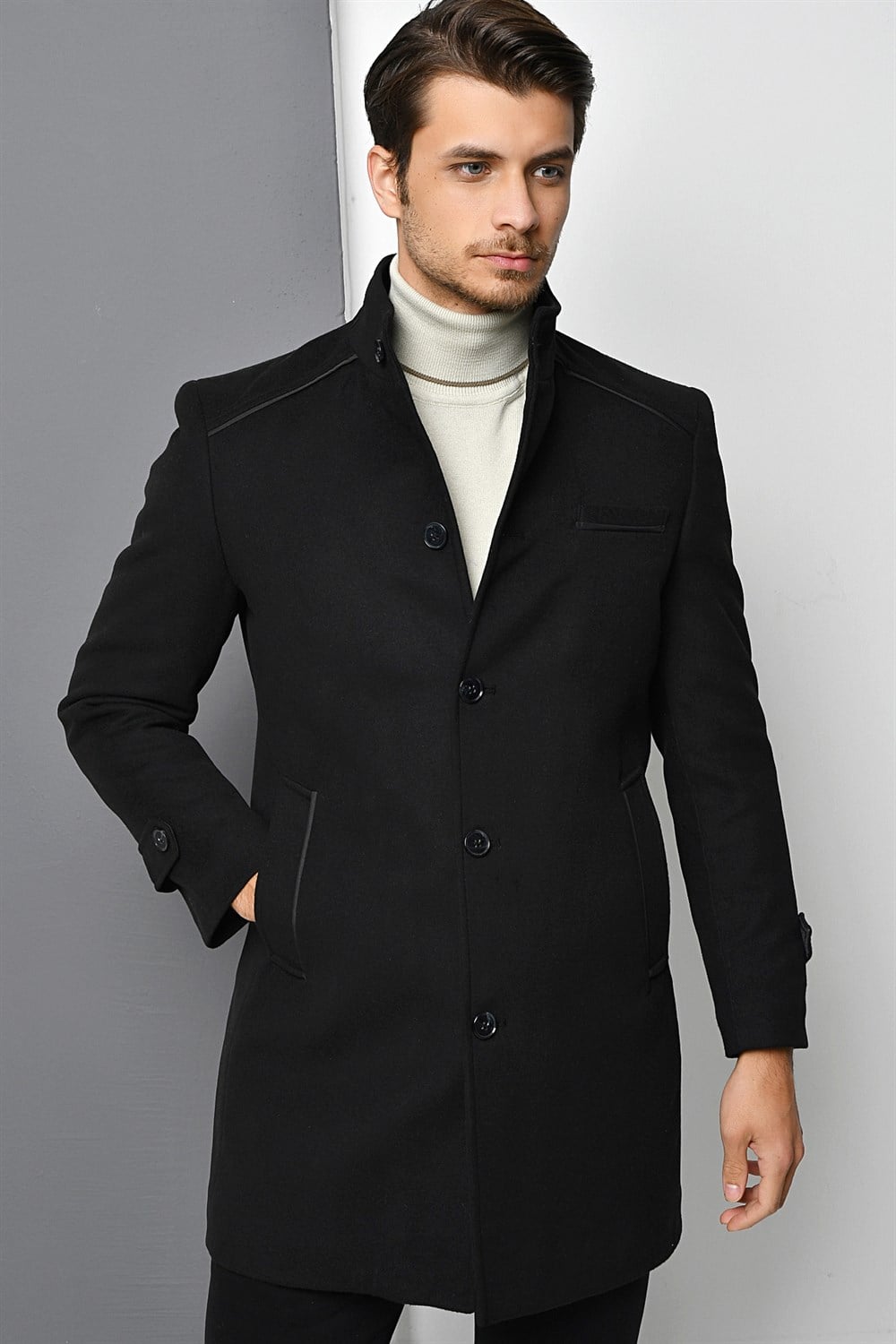 PLT8391 DEWBERRY ERKEK PALTO-SİYAH